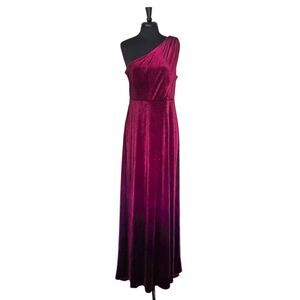 Birdy Grey Kira Dress Cabernet Velvet Bridesmaid One Shoulder High Slit Maxi XL
